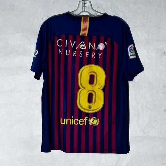 NIKE Euro Futbol Soccer Barcelona Red Blue Short Sleeve Shirt Football Jersey - Picture 5 of 8